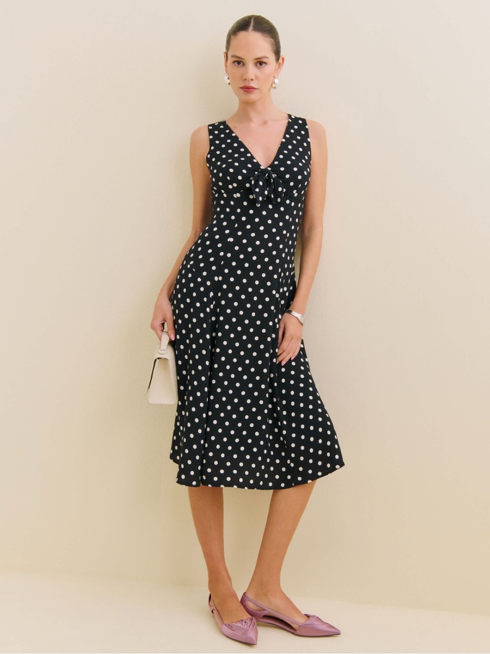 NWT Reformation Adela Dress midi dress polka dot print. Size 0